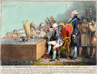 Der König von Brobdingnag und Gulliver (Platte 2d) veröffentlicht von Hannah Humphrey im Jahr 1804